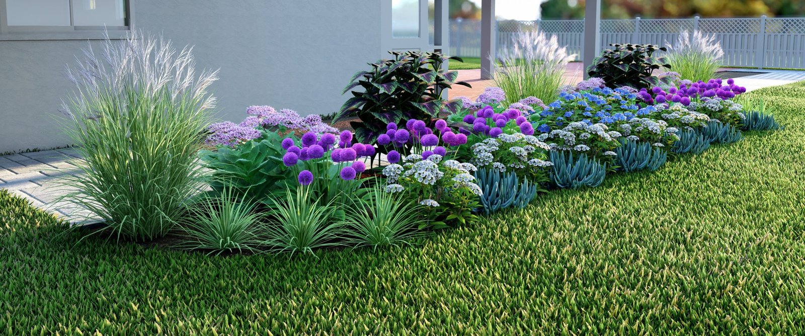 Flower Bed Landscaping Design For Walkway